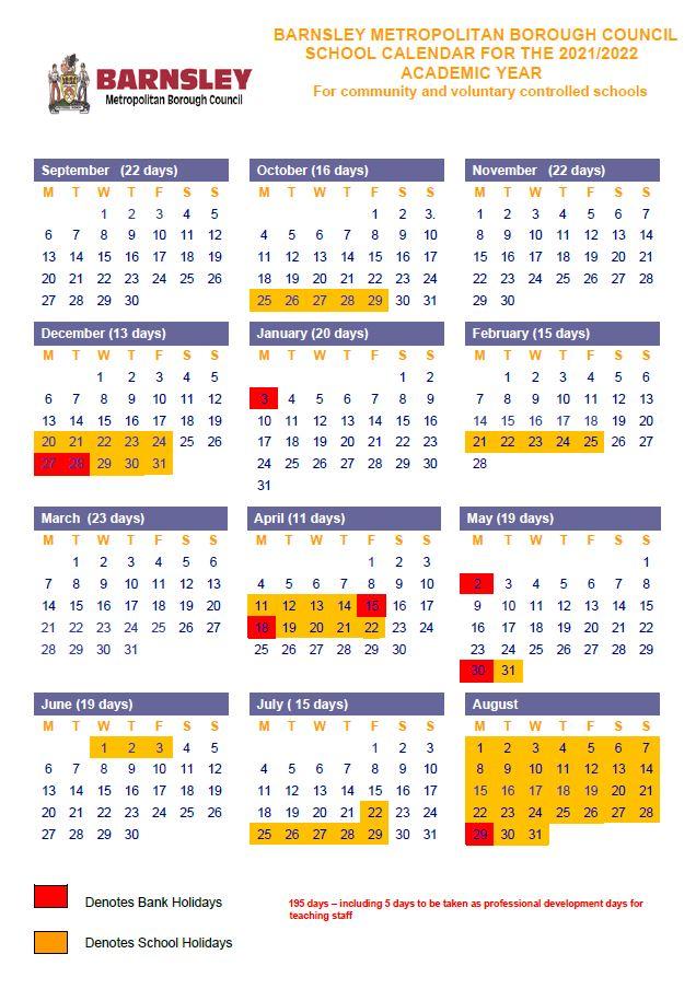 Barnsley School holiday dates 2021/2022